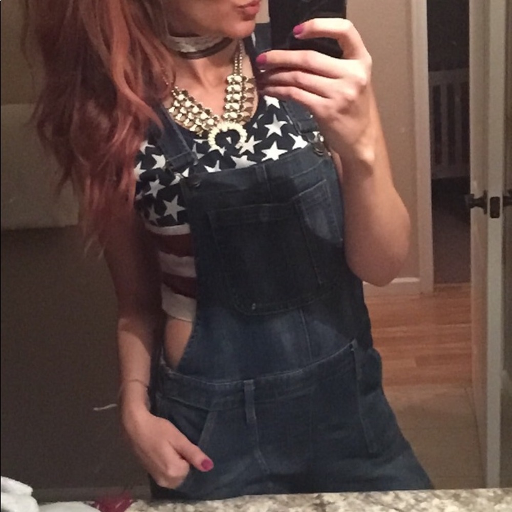 Gap crop skinny overalls